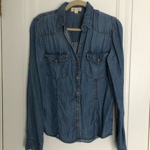 Denim chambray button down shirt